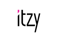 the logo for itzyy on a black background